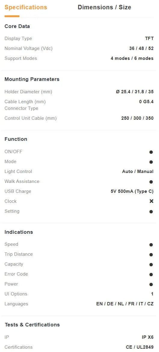 DP C245 Display for Trailblazer (M600/M560/ULTRA/BBSHD) Canbus Hi Power Cycles
